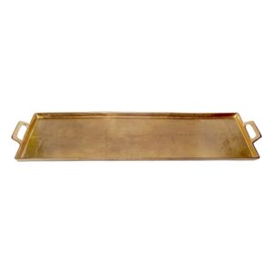 Aluminum Tray with Handles 10x34" in Antique Brass by BIDKhome