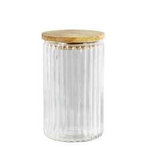 Small Glass Ribbed Canister Set of 2 by HomArt