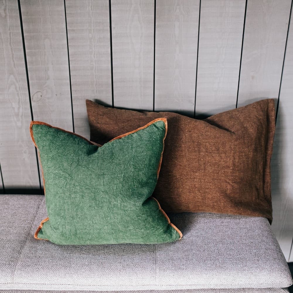 Alpha Opposites Green Linen Cushion by Pomax - Image 3