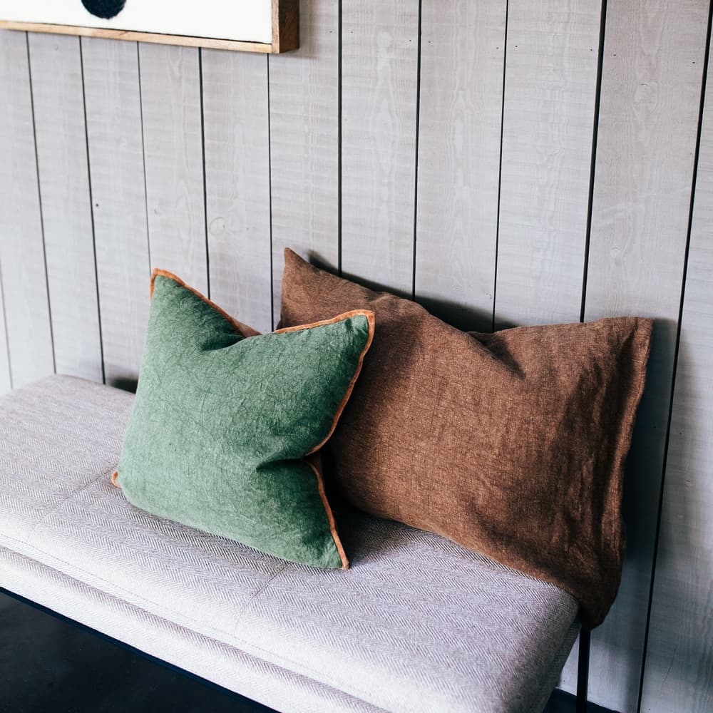 Alpha Opposites Green Linen Cushion by Pomax - Image 5