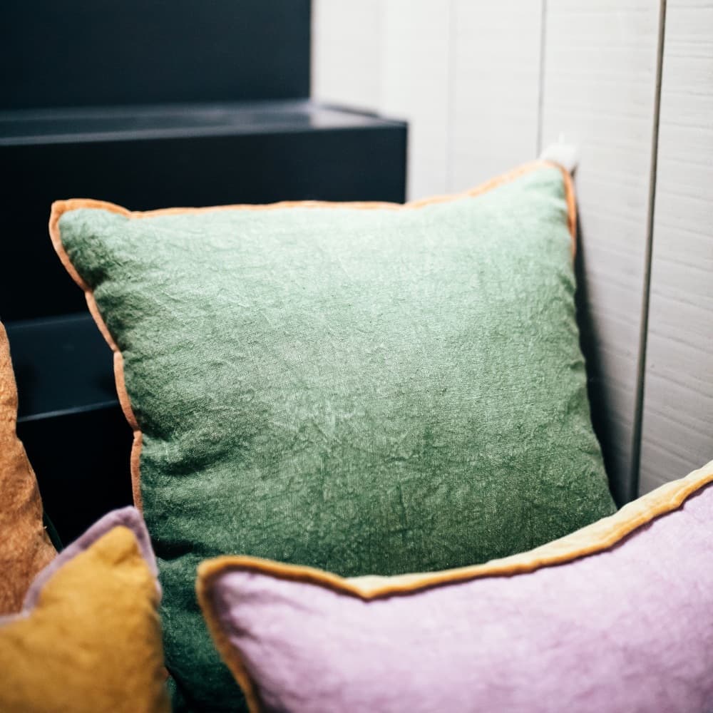 Alpha Opposites Green Linen Cushion by Pomax - Image 8