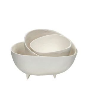Trulli Set of 3 Off-White Aluminium Bowls by Pomax