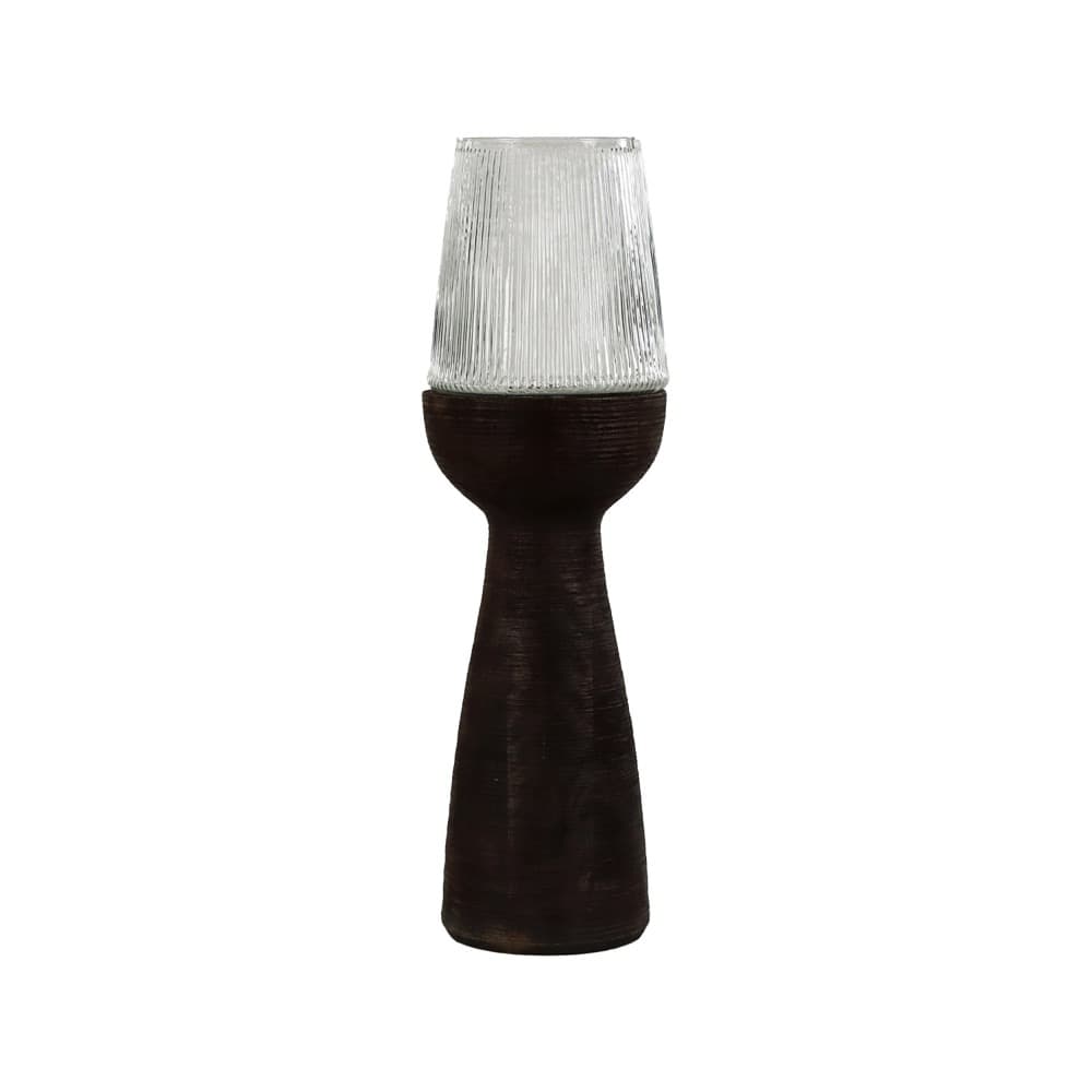 Arbre Dark Brown Mango Wood Hurricane/Vase by Pomax