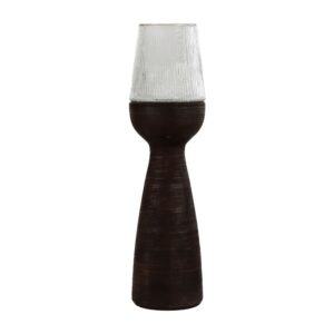 Arbre Dark Brown Hurricane/Vase Mango Wood by Pomax