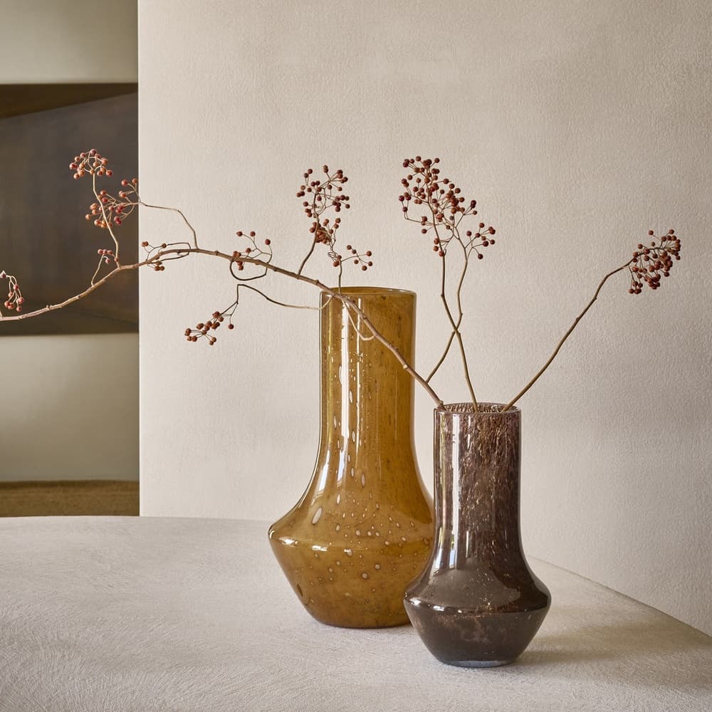 Camou Glass Vase Brown Dia 6.8" by Pomax - Image 4