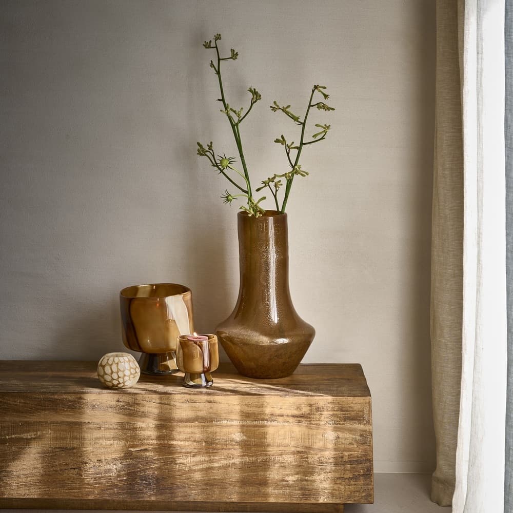 Camou Glass Vase Camel Dia 9.8" by Pomax - Image 2