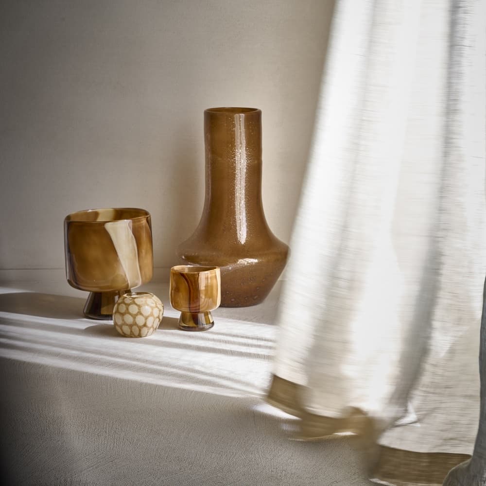 Camou Glass Vase Camel Dia 6.9" by Pomax - Image 5