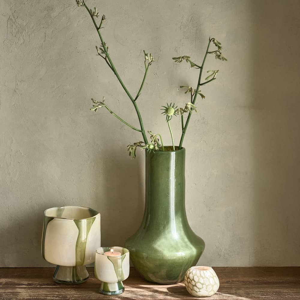 Camou Glass Vase Green Dia 4" by Pomax - Image 3