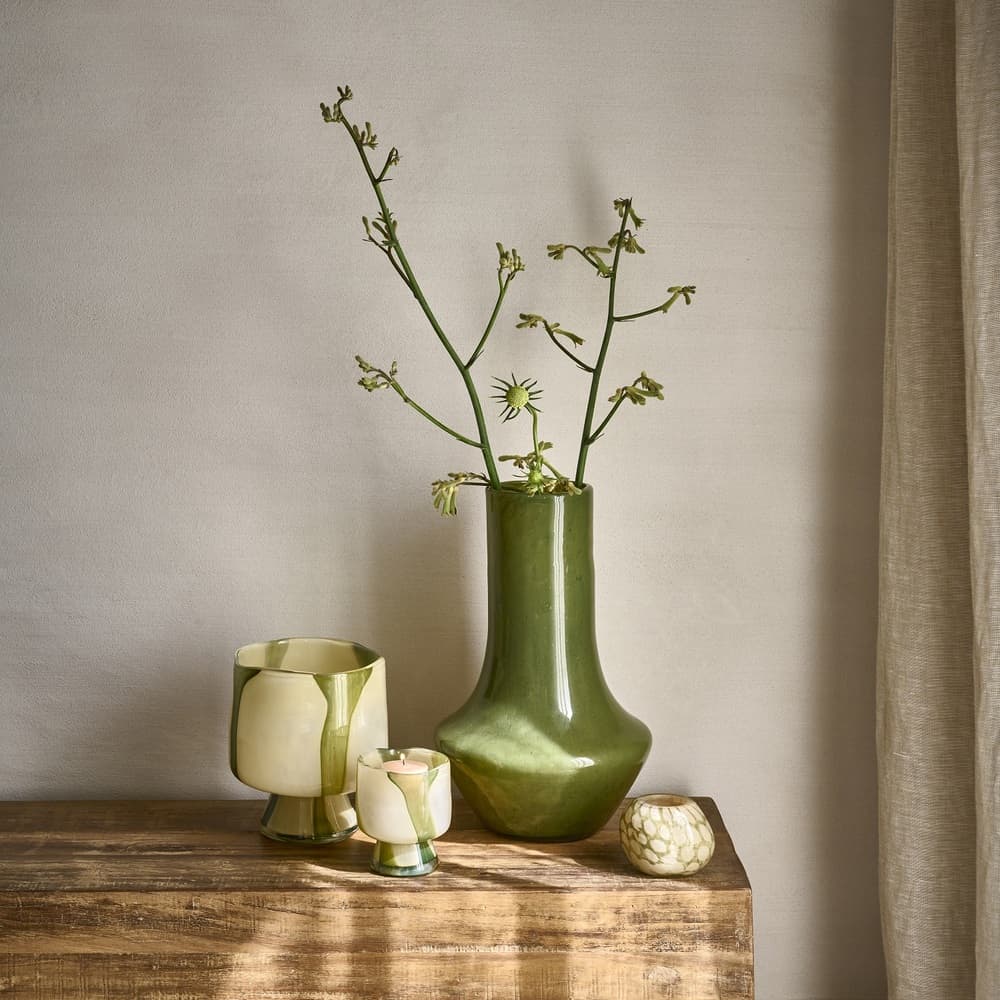 Camou Glass Vase Green Dia 4" by Pomax - Image 4