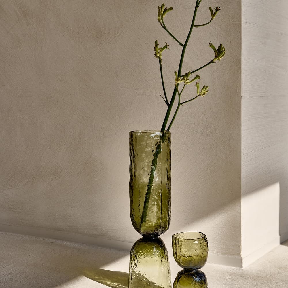 Vase Hurricane Glass Green Dia 4.3" by Pomax - Image 4