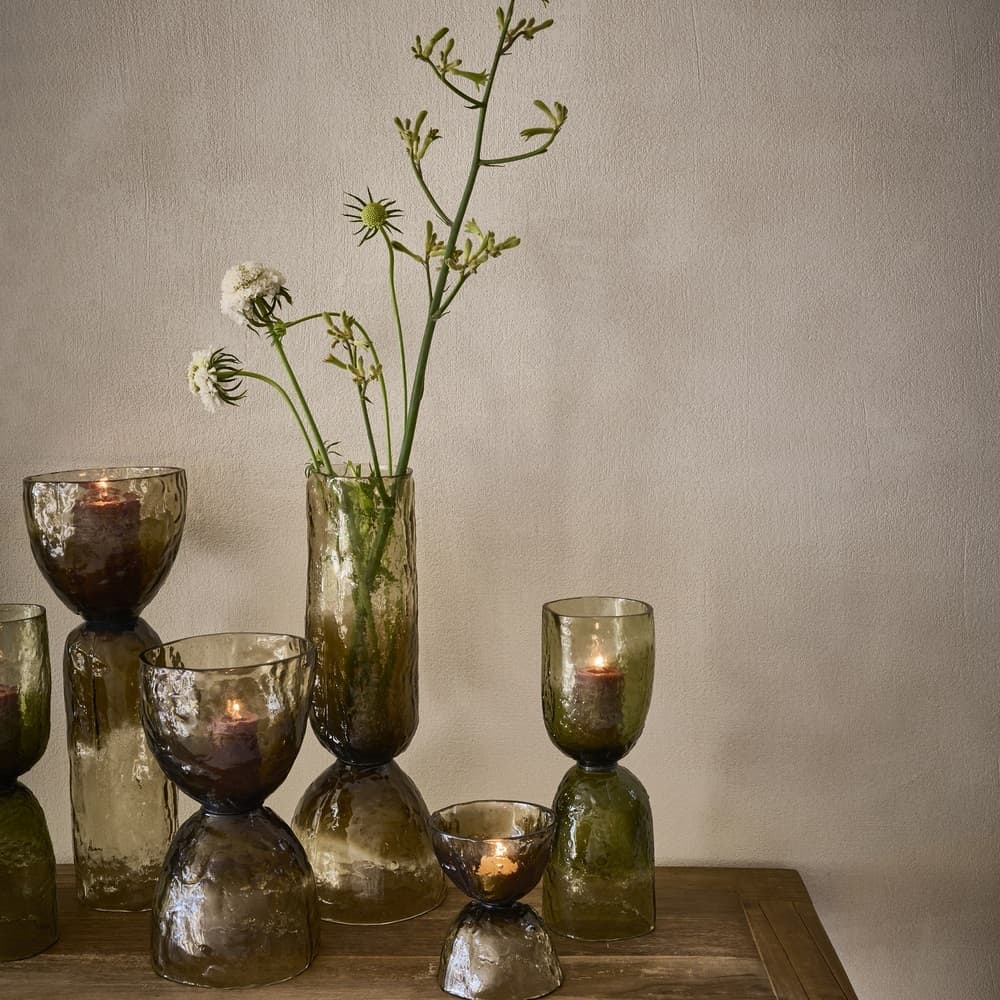Vase Hurricane Glass Green Dia 4.3" by Pomax - Image 6