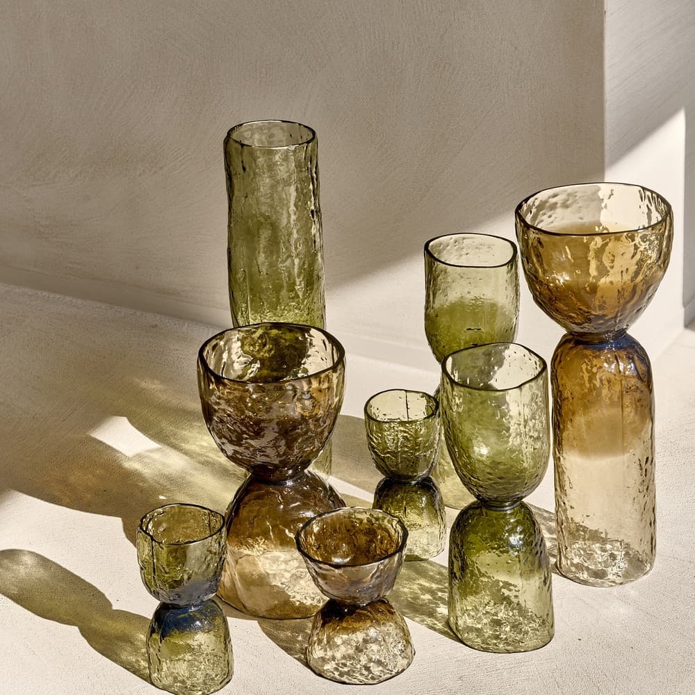 Vase Hurricane Glass Green Dia 4.3" by Pomax - Image 7