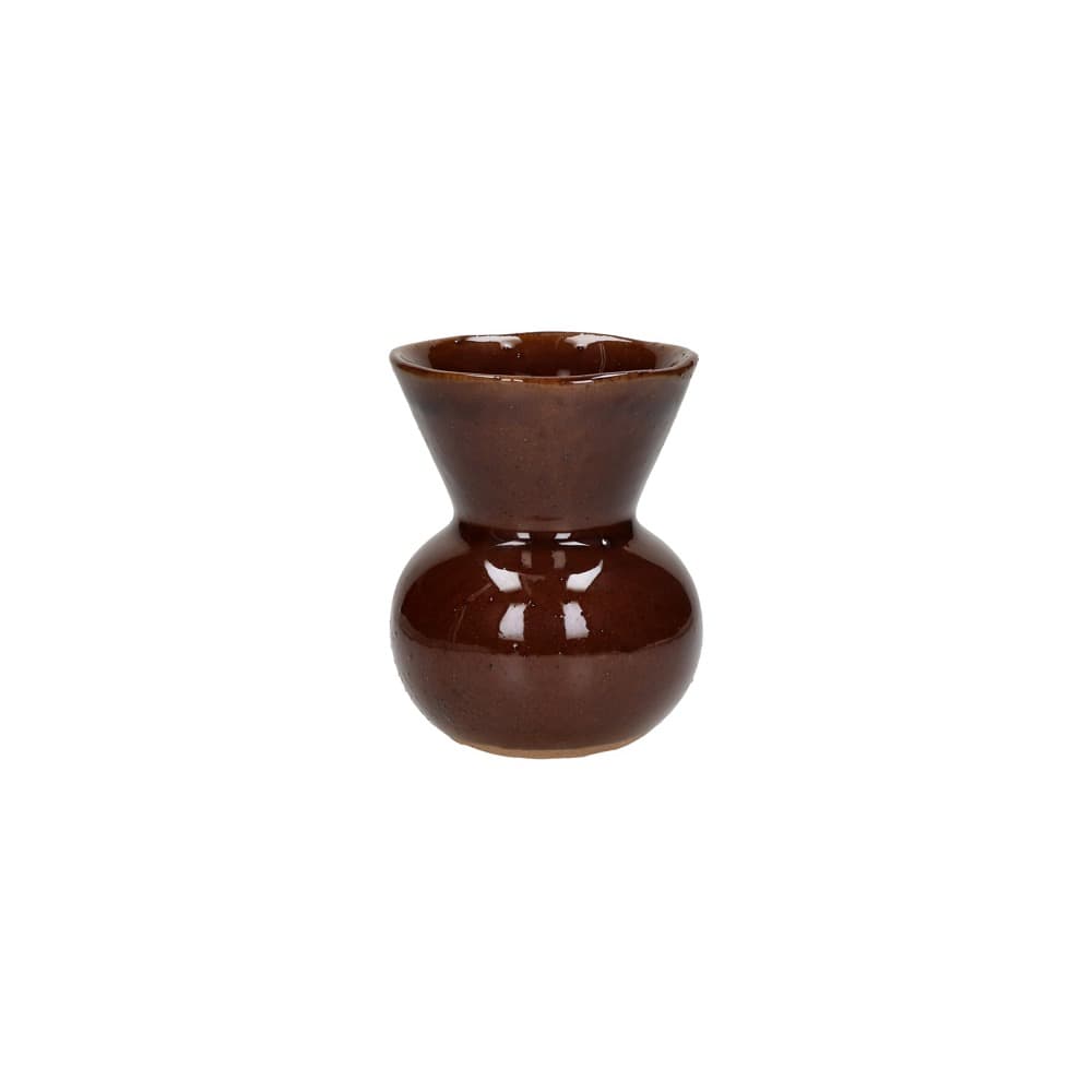 Poppy Vase Earthenware Brown Dia 3.9" by Pomax