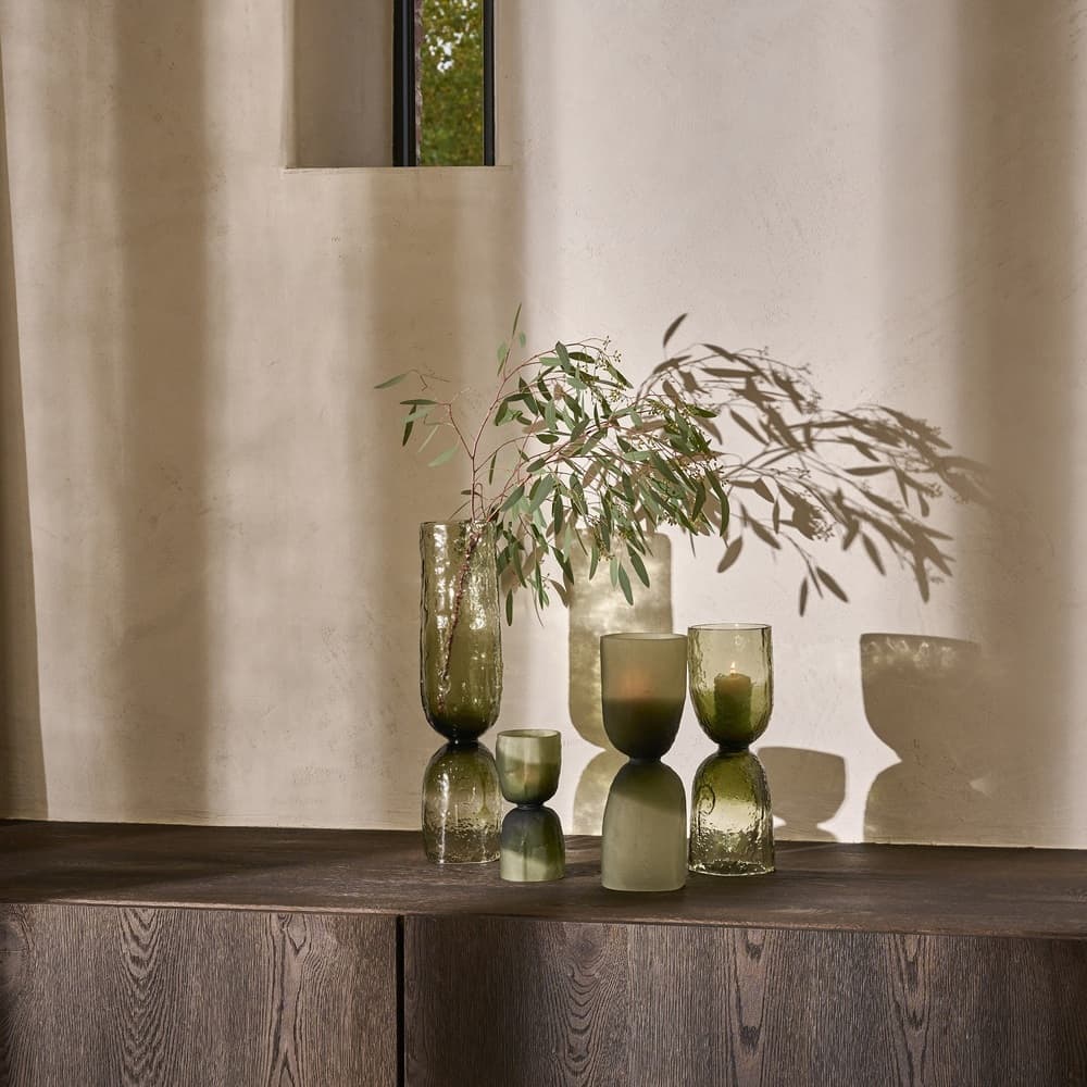 Vase Glass Hurricane Green Dia 4.5" by Pomax - Image 2