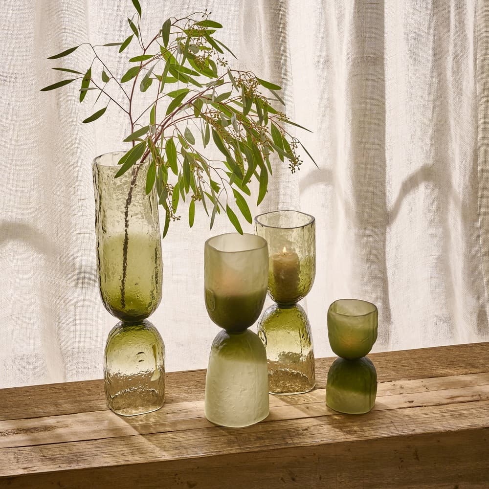 Vase Glass Hurricane Green Dia 4.5" by Pomax - Image 3