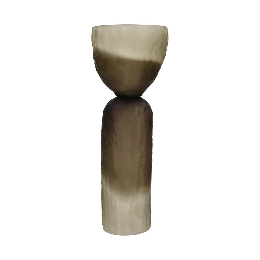 Vase Glass Hurricane Smoke Dia 6.5" by Pomax