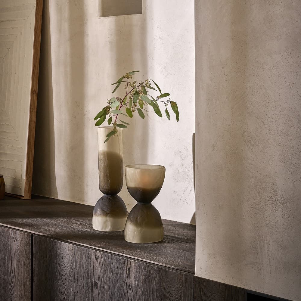 Vase Glass Hurricane Smoke Dia 6.5" by Pomax - Image 3