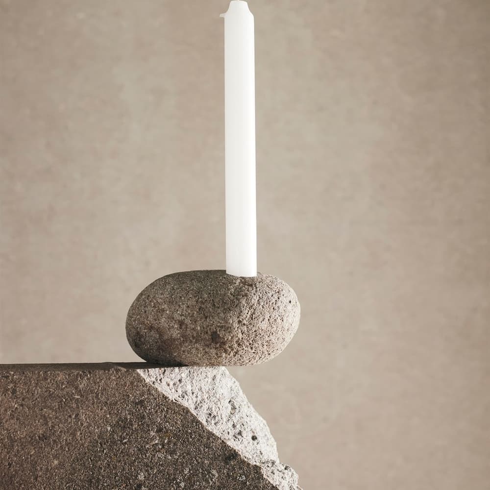 Valley Grey/Natural Riverstone Candle Holder by Muubs