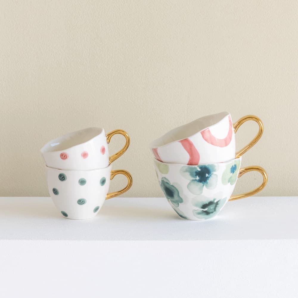 Good Morning Coffee Cup Small Dots Blue Green Set of 2 by Urban Nature Culture - Image 2