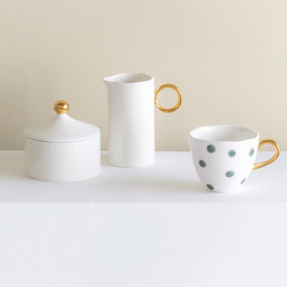 Good Morning Coffee Cup Small Dots Blue Green Set of 2 by Urban Nature Culture - Image 3