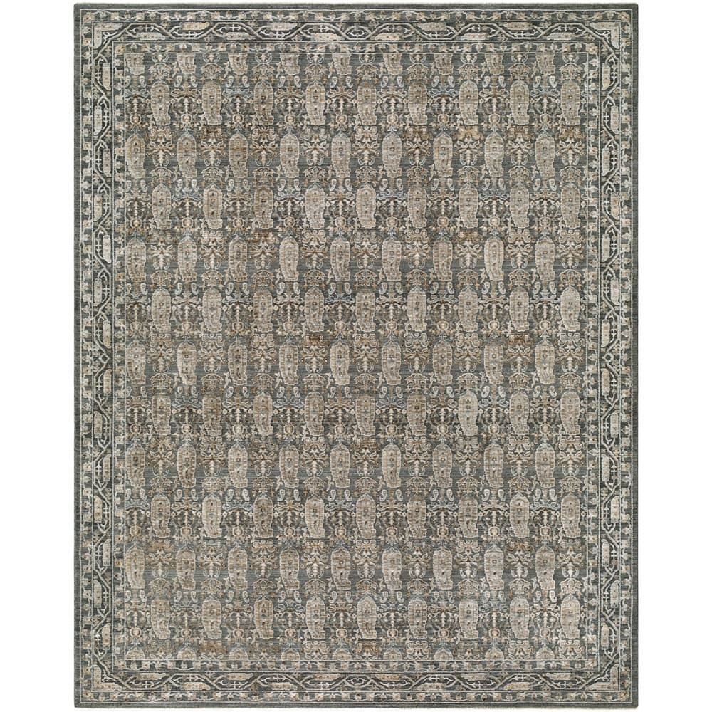 Arda Dark Green Machine Woven Rug by Livabliss