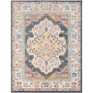 Ankara Blue Machine Woven Rug by Livabliss