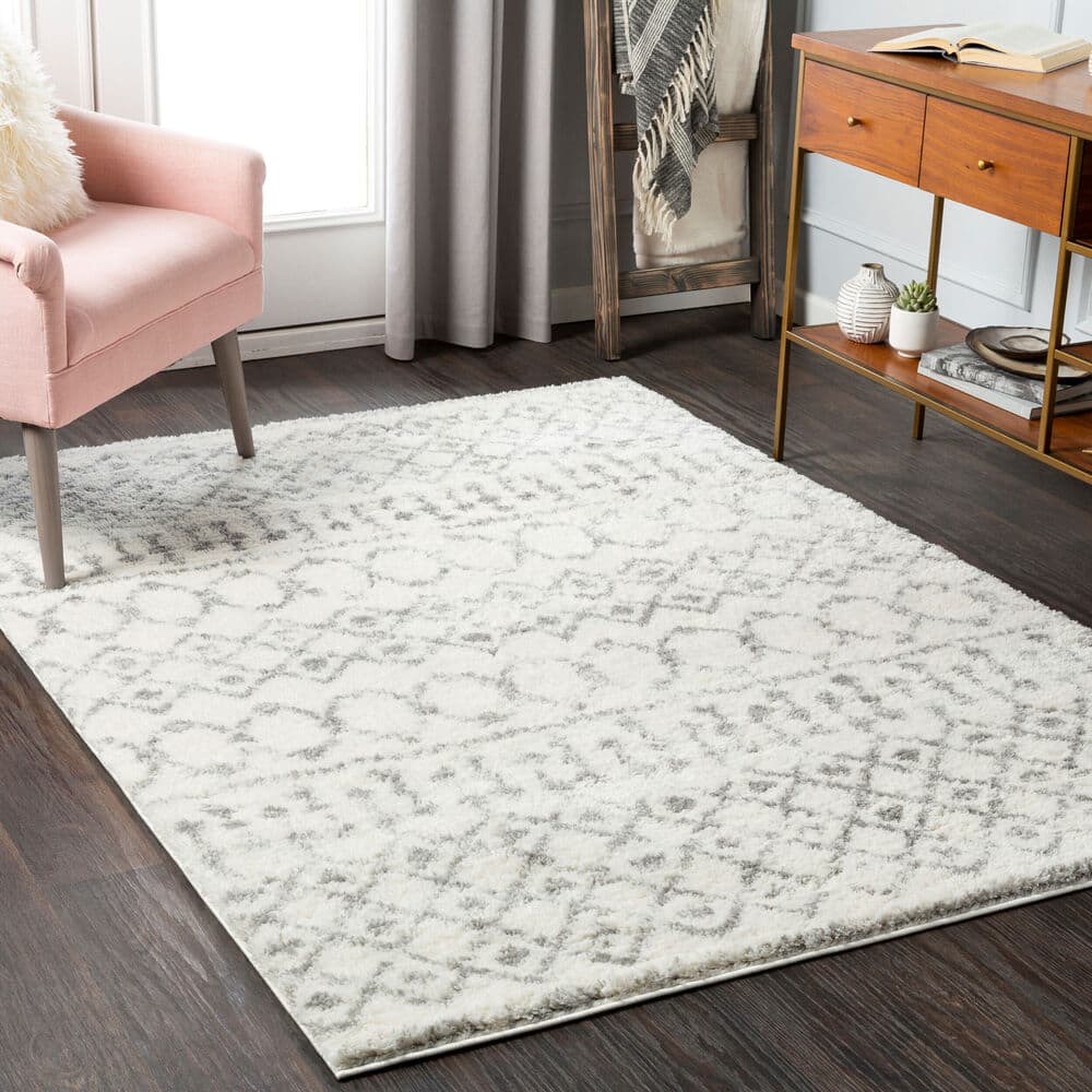 Aliyah Shag Off-White Machine Woven Rug by Livabliss - Image 2