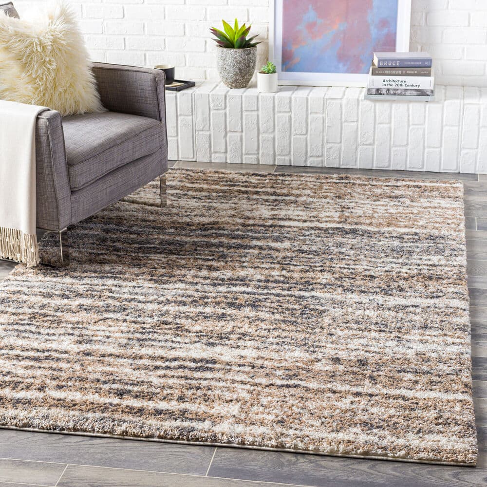 Aliyah Shag Brown Machine Woven Rug by Livabliss - Image 2