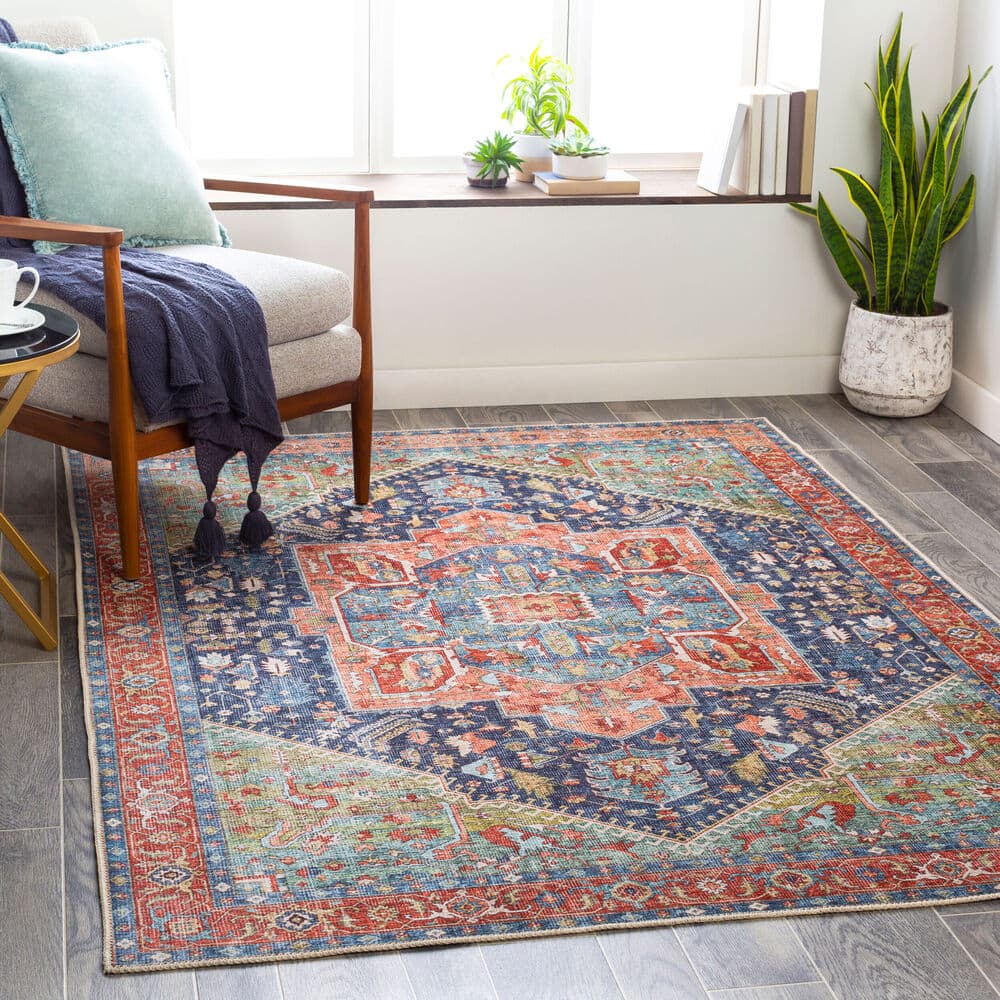 Amelie Blue Machine Woven Rug by Livabliss - Image 2
