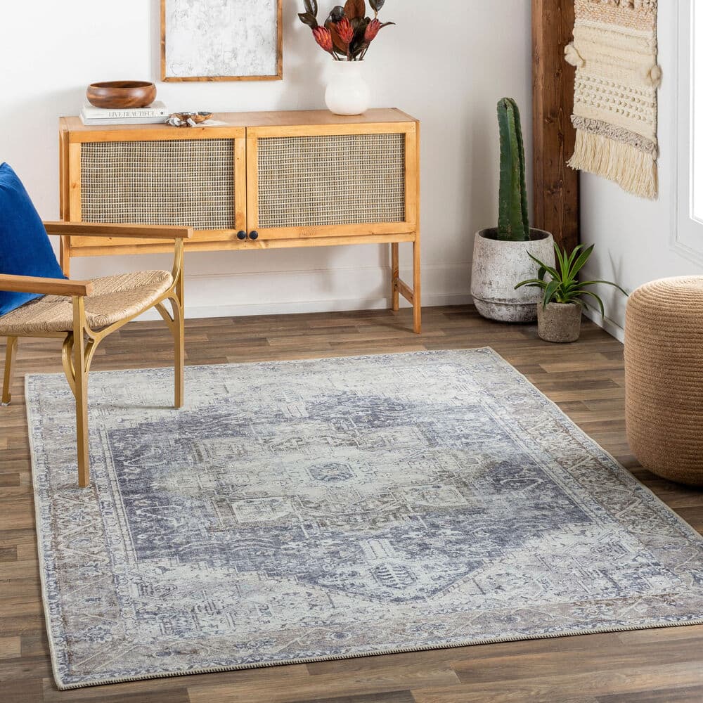 Amelie Ink Blue Machine Woven Rug by Livabliss - Image 2