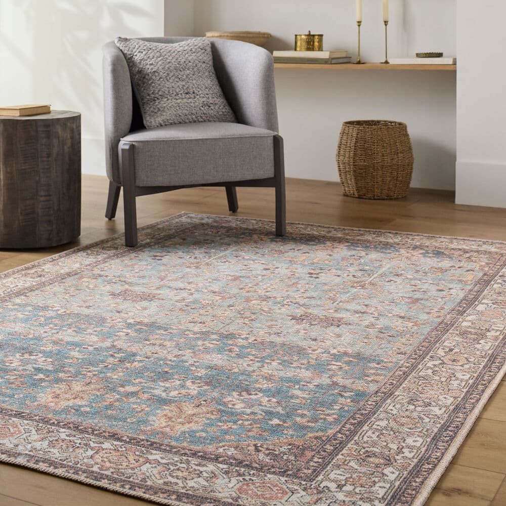 Amelie Pale Blue Machine Woven Rug by Livabliss - Image 2
