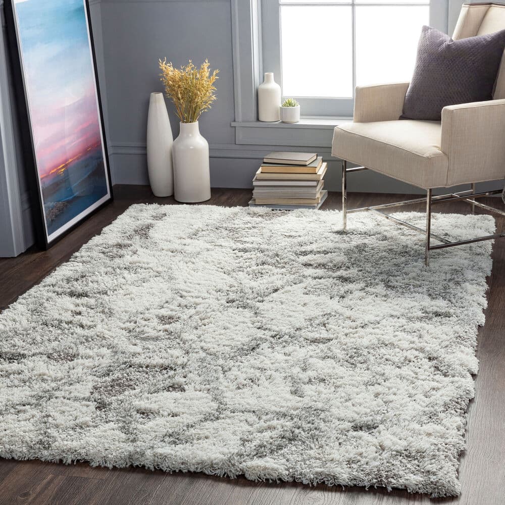Alta Shag Light Gray Machine Woven Rug by Livabliss - Image 2