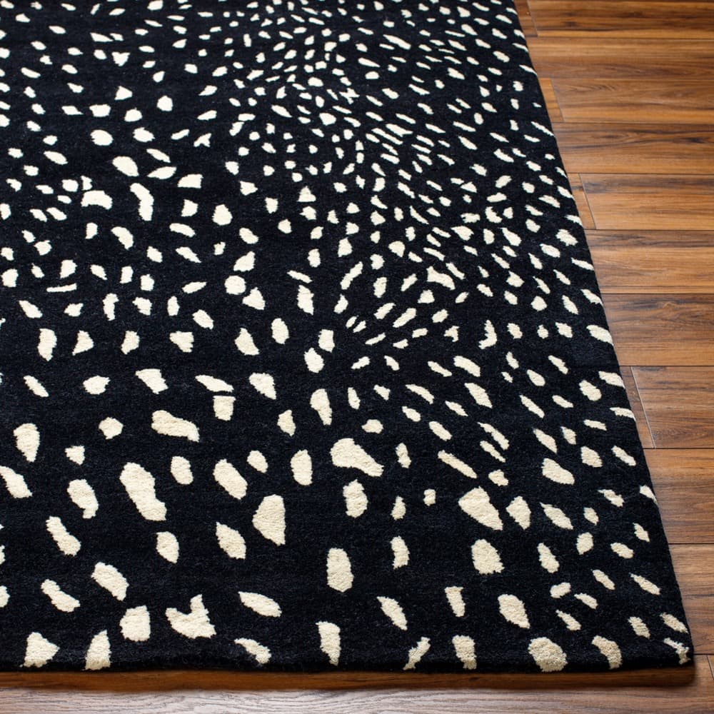 Athena Black Handmade Rug by Livabliss - Image 3