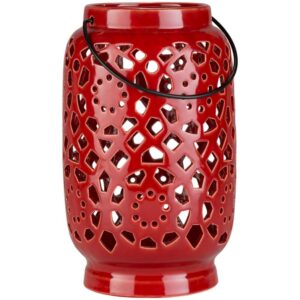 Avery Red Ceramic Lantern by Livabliss