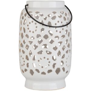 Avery White Ceramic Lantern by Livabliss