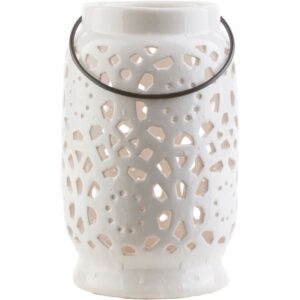 Avery White Ceramic Lantern by Livabliss