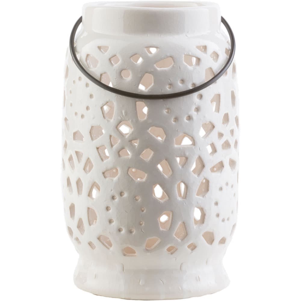 Avery White Ceramic Lantern by Livabliss