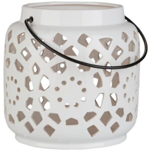 Avery White Ceramic Lantern by Livabliss
