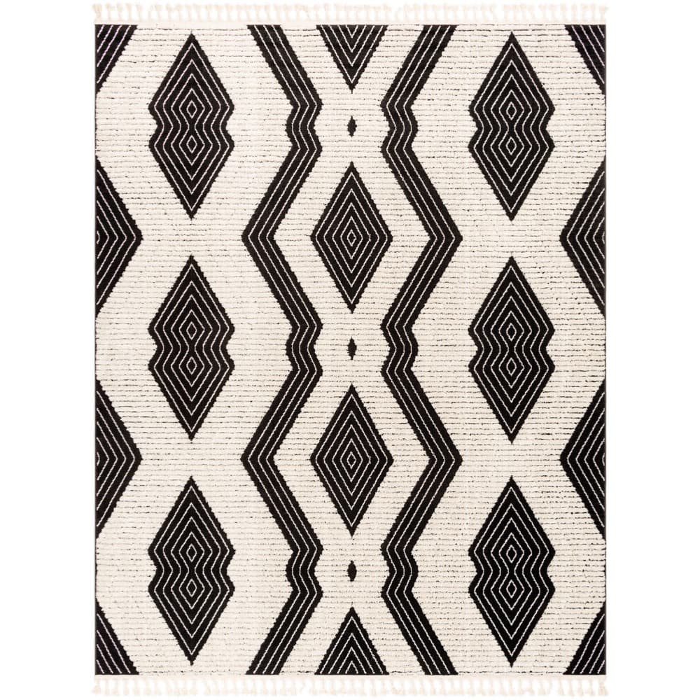 Azilal Black Machine Woven Rug by Livabliss