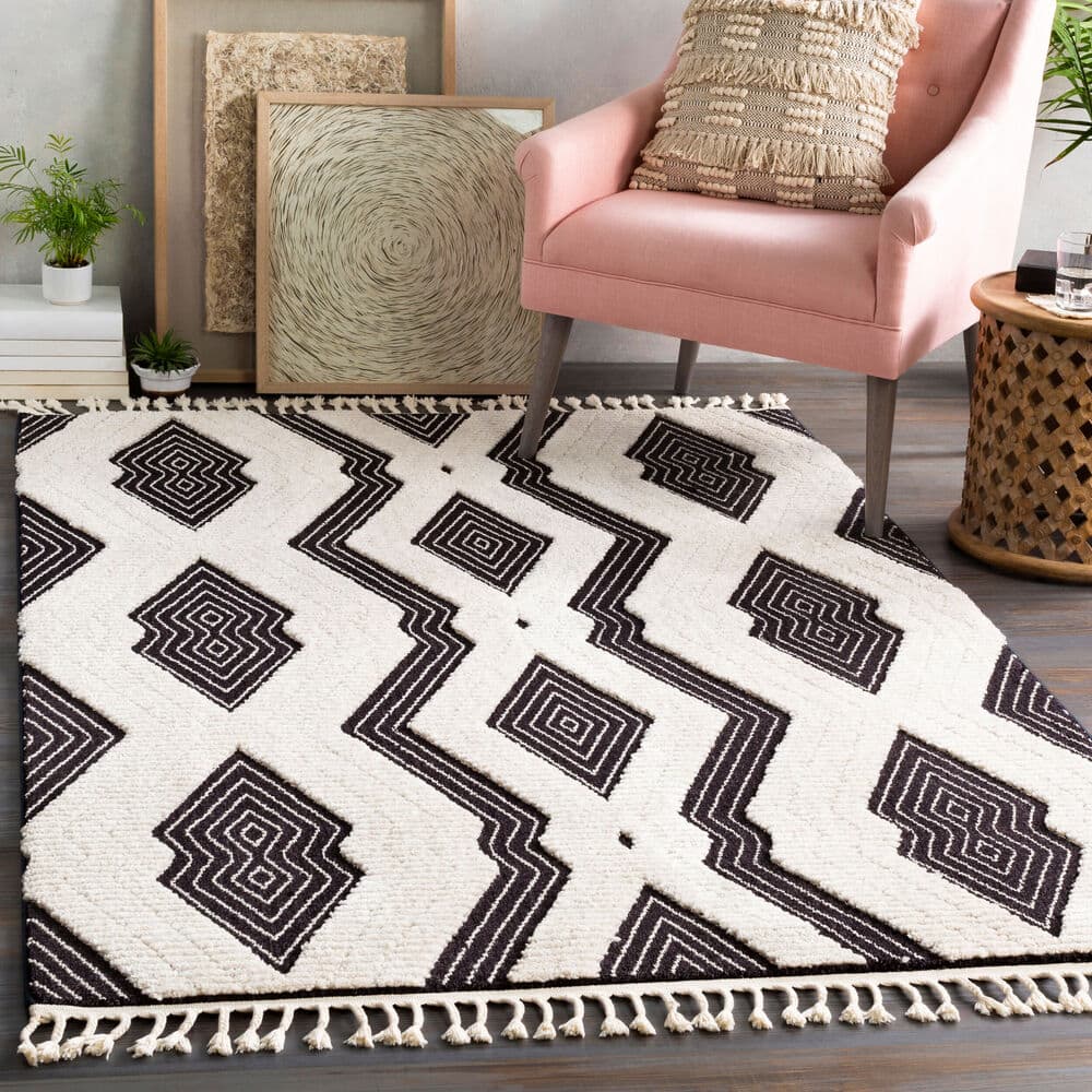 Azilal Black Machine Woven Rug by Livabliss - Image 2