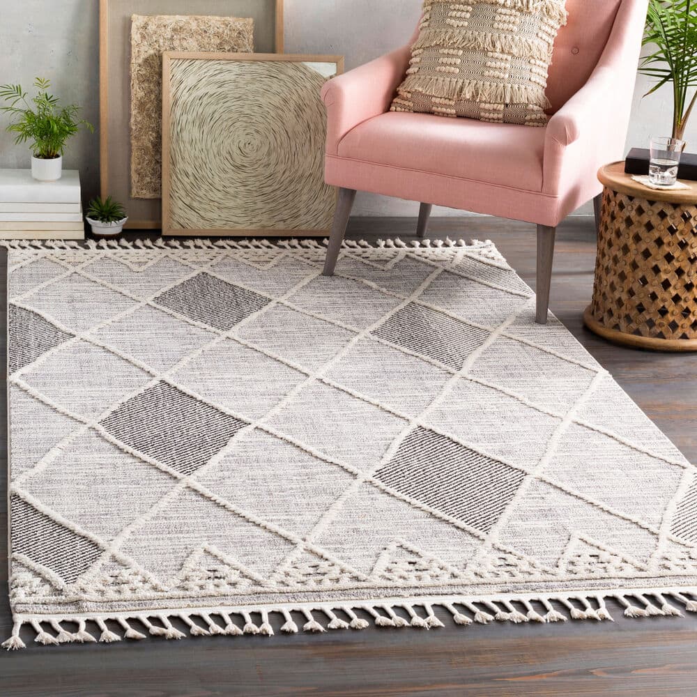 Azilal Gray Machine Woven Rug by Livabliss - Image 2
