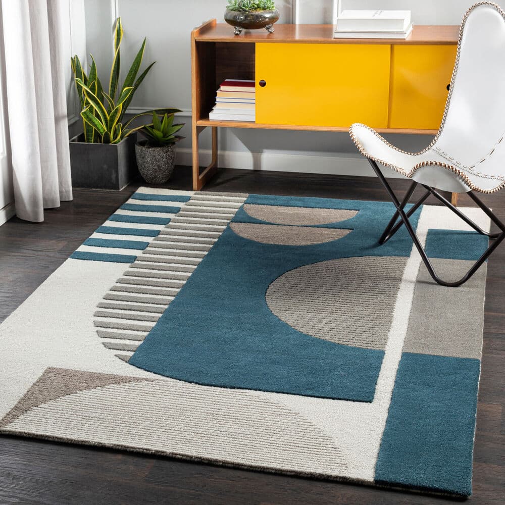 Brooklyn Teal Handmade Rug by Livabliss - Image 2