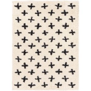 Beni Shag Black Machine Woven Rug by Livabliss