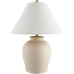 Besson Beige Ceramic Table Lamp by Livabliss