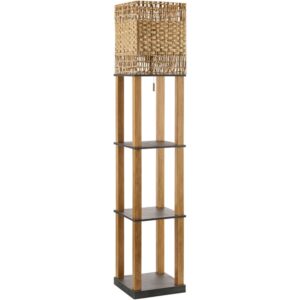 Civita Brown Wood Veneer Accent Floor Lamp by Livabliss