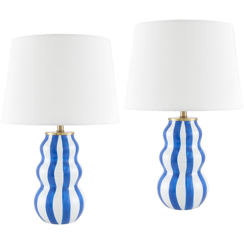 Dicomano Blue Ceramic Table Lamp Set by Livabliss