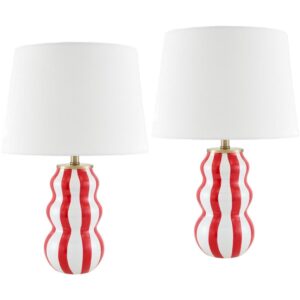 Dicomano Red Ceramic Table Lamp Set by Livabliss