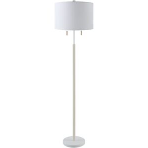 Dame White Rubber Wood Accent Floor Lamp by Livabliss