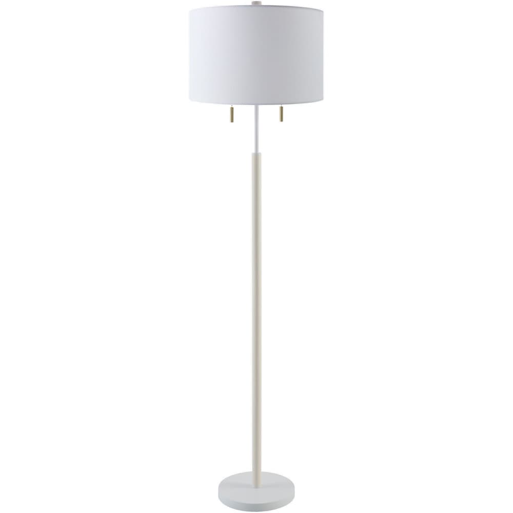 Dame White Rubber Wood Accent Floor Lamp by Livabliss