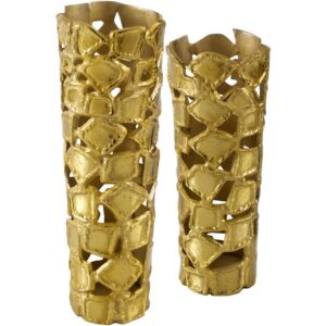 Achaean Metallic Brass Aluminum Vase Set by Livabliss